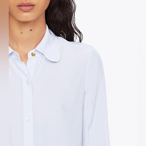 NWT Tory Burch Scallop Edge Silk Shirt Blouse - Picture 2 of 6
